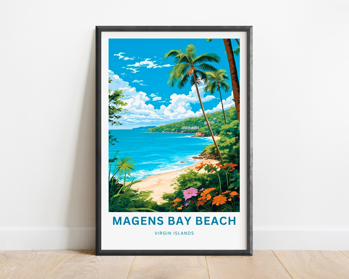 Magen Bay Travel Poster, Virgin Islands Wall Art