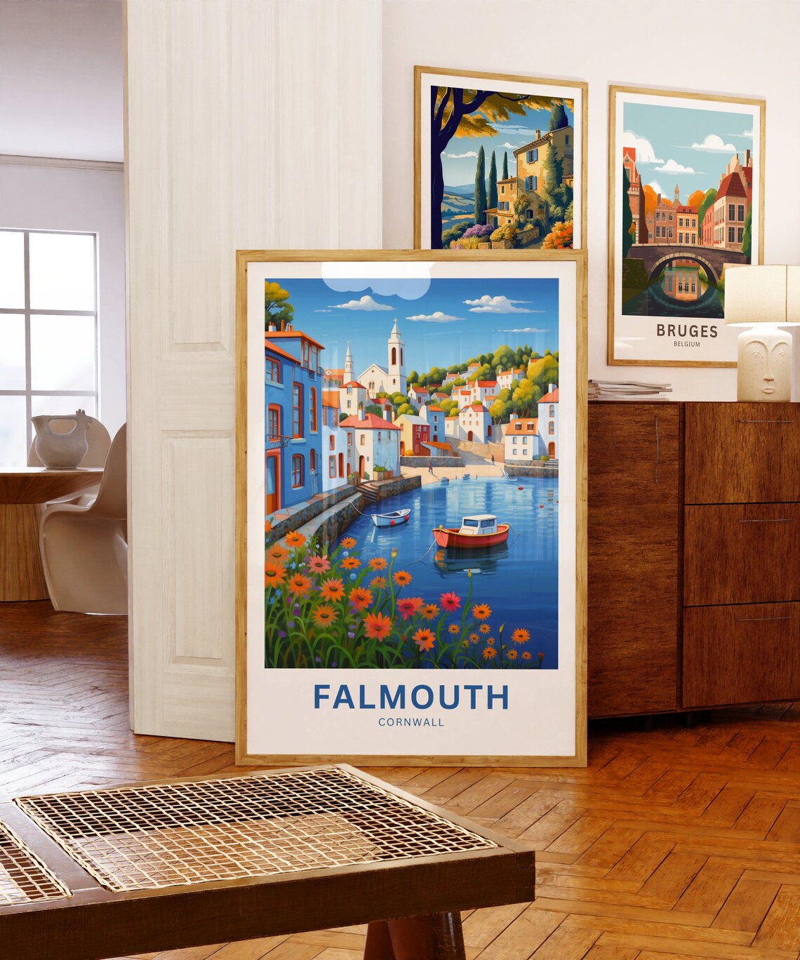 Falmouth Cornwall Harbor Colorful Seaside Town Travel Poster - Image 5