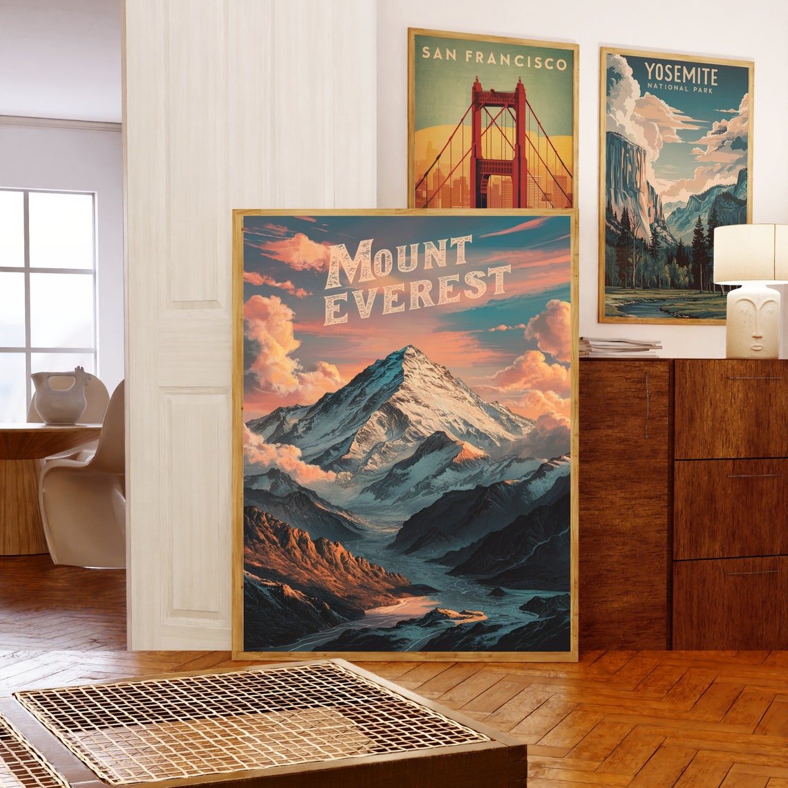 Mount Everest Sunset Snow Summit Orange Clouds Valley Vintage Poster - Image 5