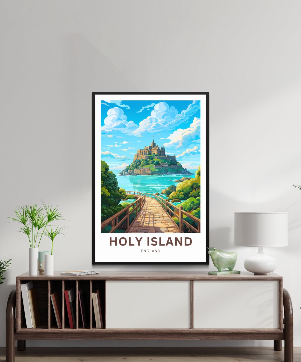Holy Island England Personalized Castle Causeway Travel Poster - Image 2