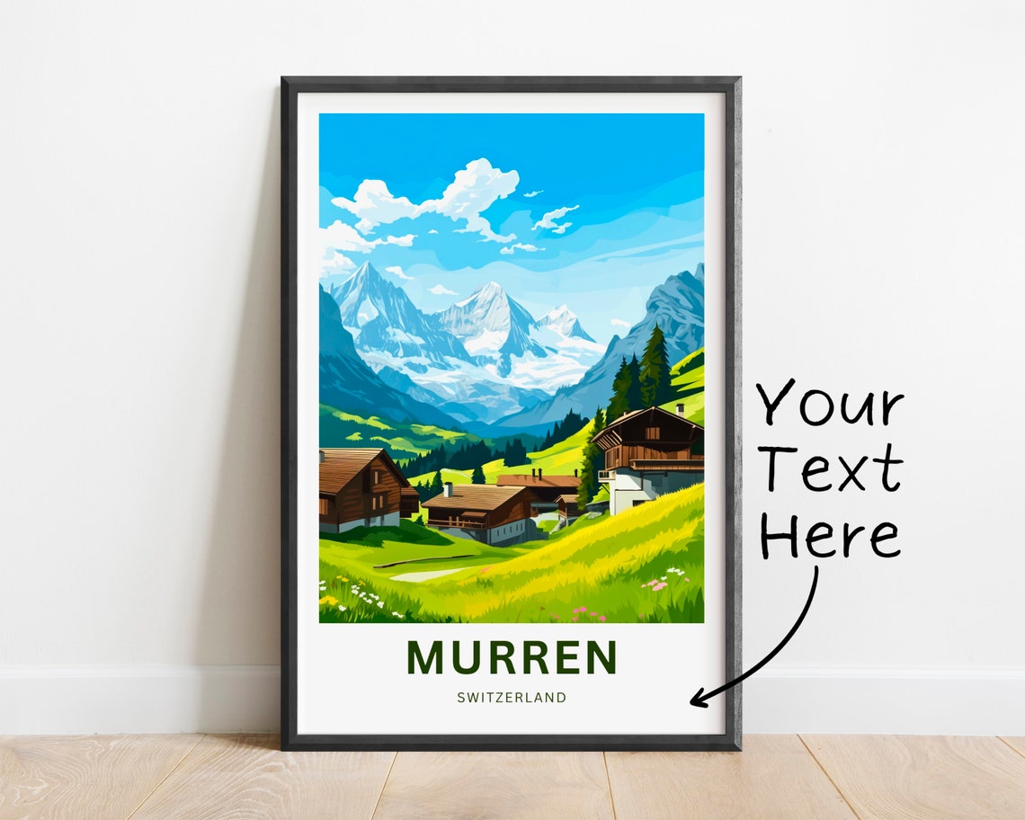 Murren Switzerland Alpine Village Chalets Mountain View Poster - Image 2