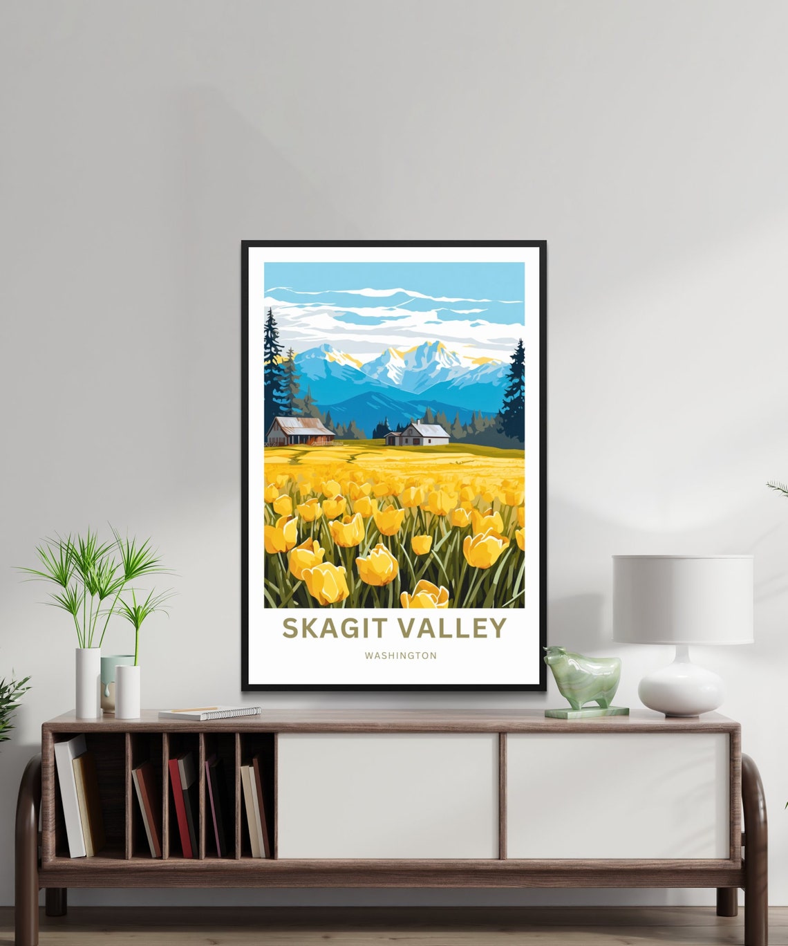 Skagit Valley Washington Yellow Tulip Fields Barns Mountain Poster - Image 3