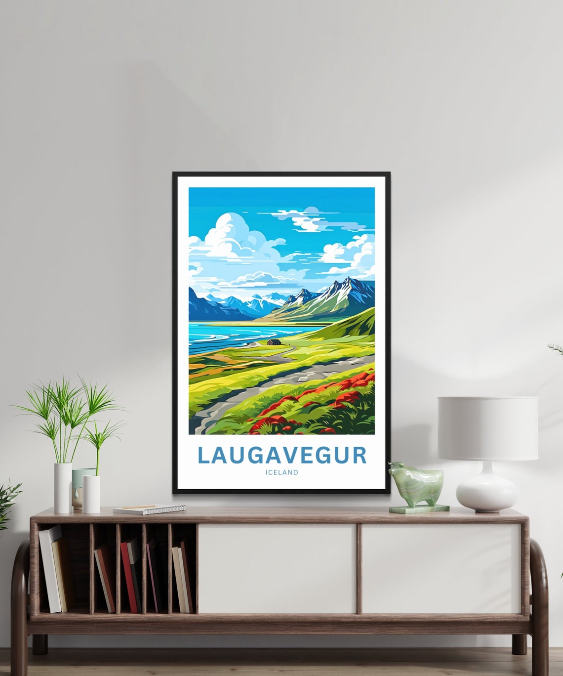 Laugavegur Iceland Personalized Green Valley Trail Art Poster - Image 2