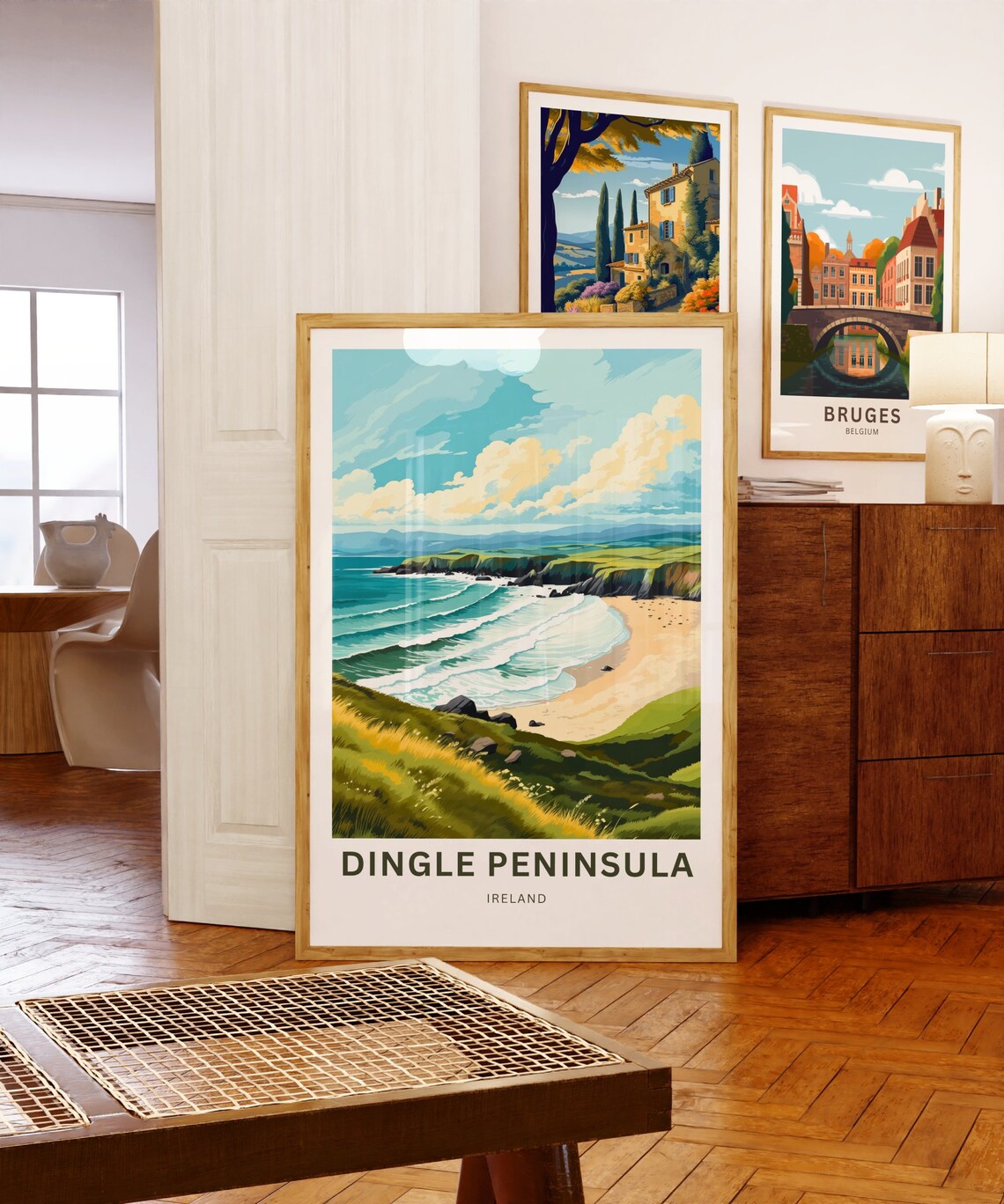 Dingle Peninsula Ireland Golden Hill Cove Beach Waves Travel Poster - Image 5
