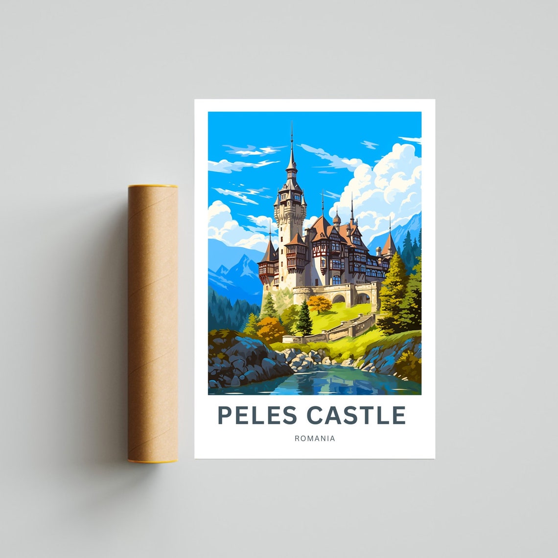 Peles Castle Romania Fairytale Palace Autumn Hills Art Poster - Image 4