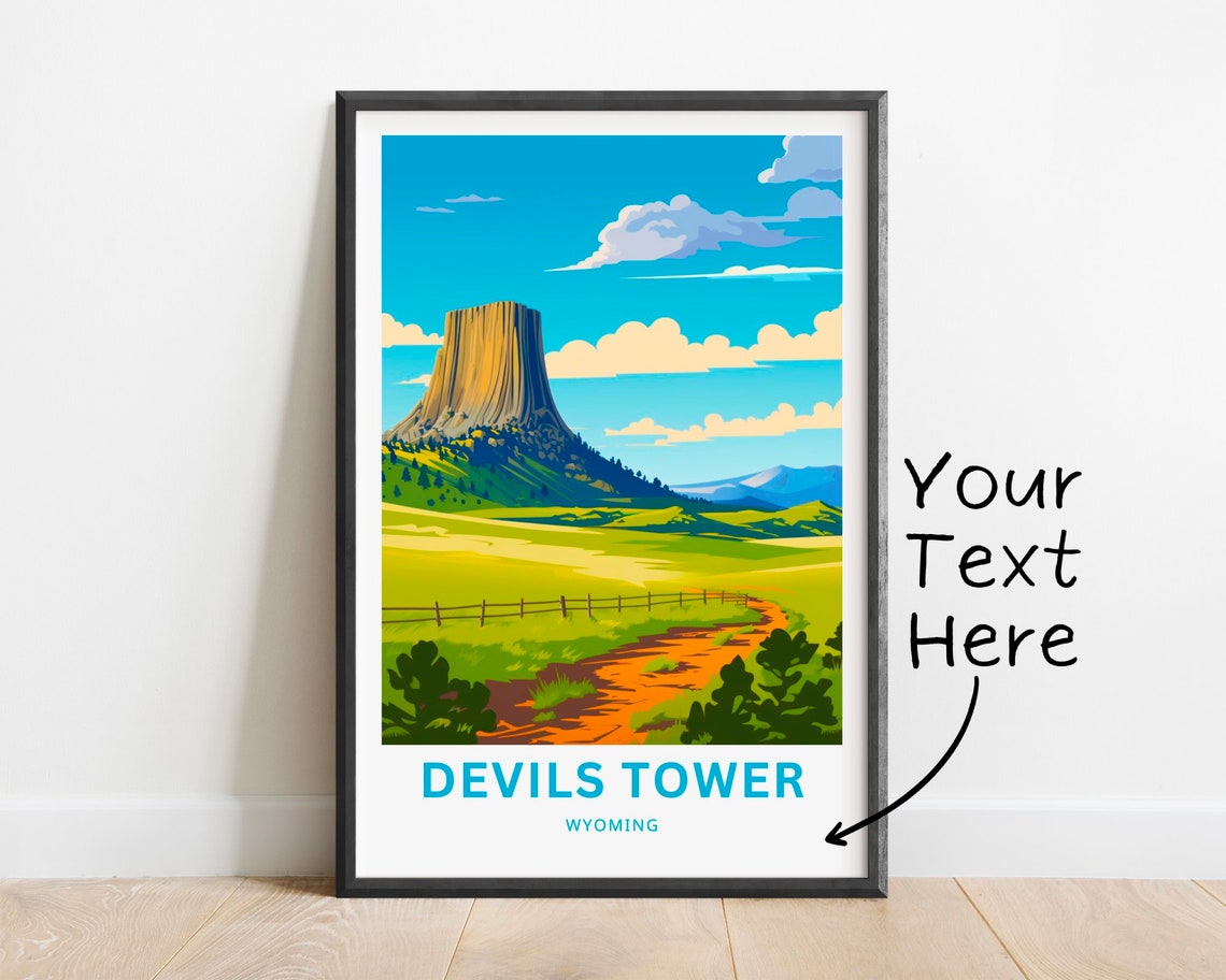Personalized Devils Tower Wyoming Monument Prairie Custom Poster