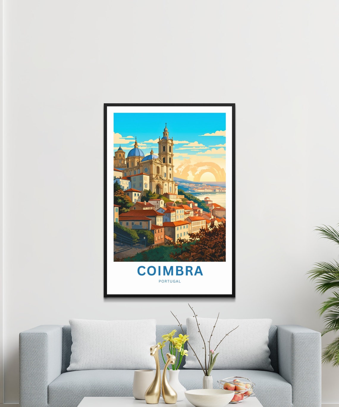 Coimbra Portugal Cathedral Hill Old Town Custom Text Travel Poster - Image 3