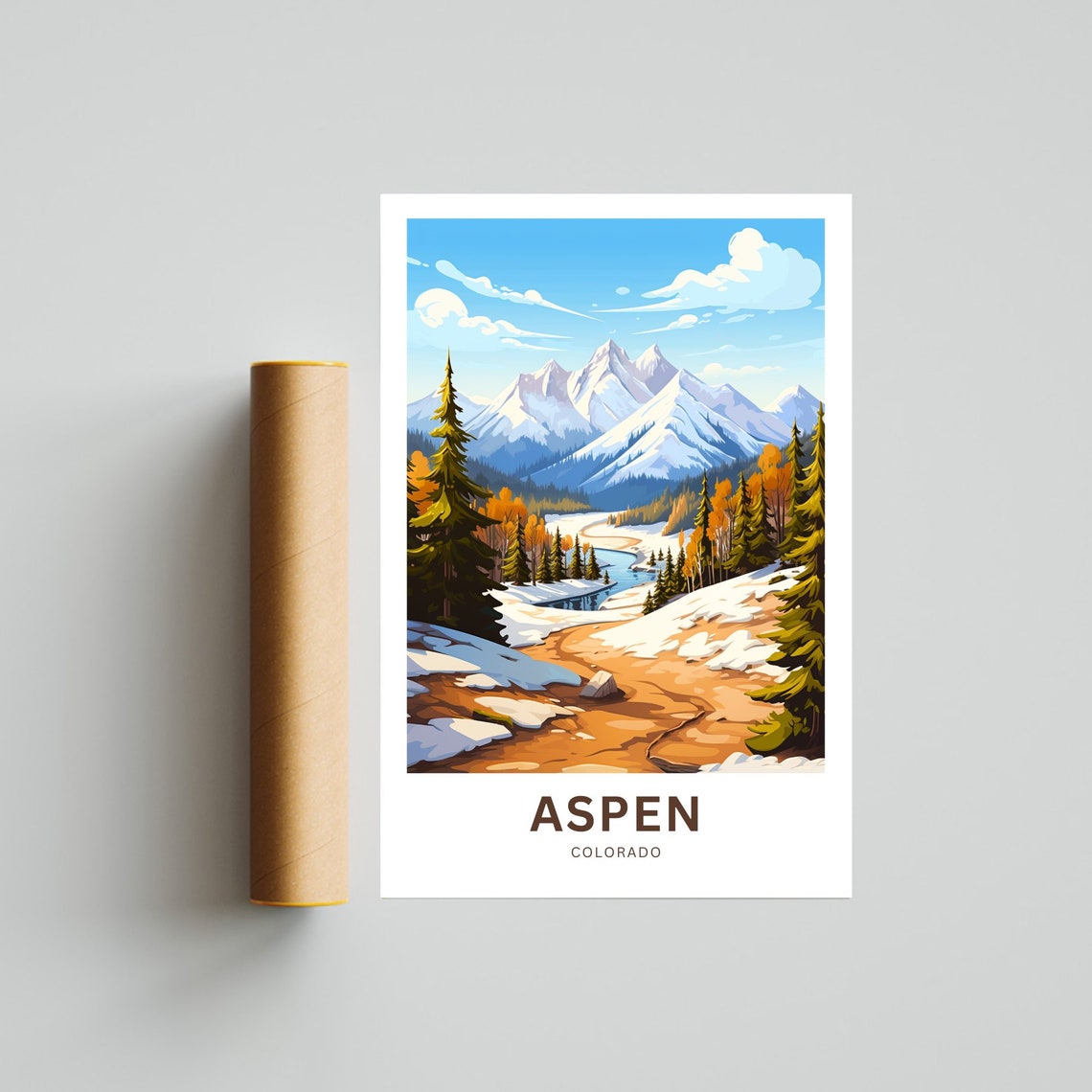 Aspen Colorado Rocky Mountain Snow Peaks Autumn Trail Poster - Image 4