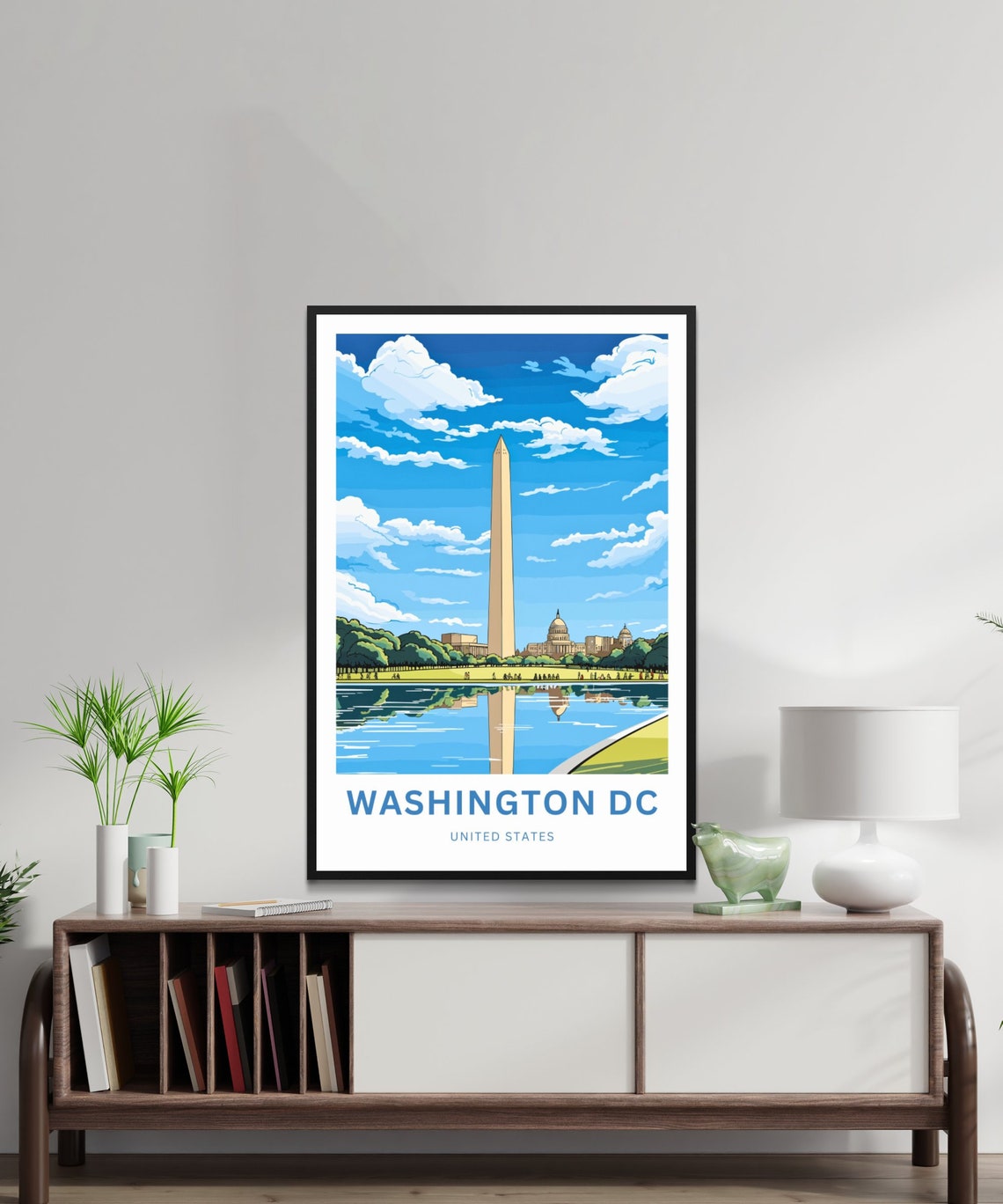 Washington DC Monument Capitol Blue Sky Day Customizable Poster - Image 2