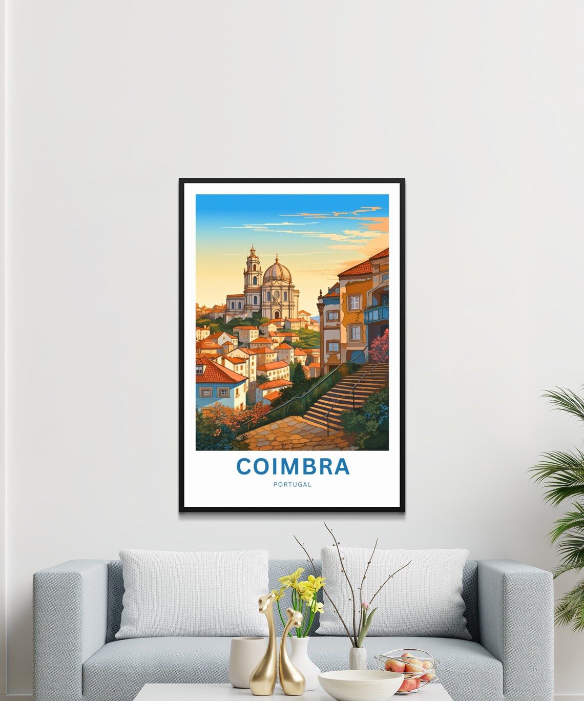 Coimbra Portugal Cathedral Stairs Sunset Old Town Travel Poster - Image 3