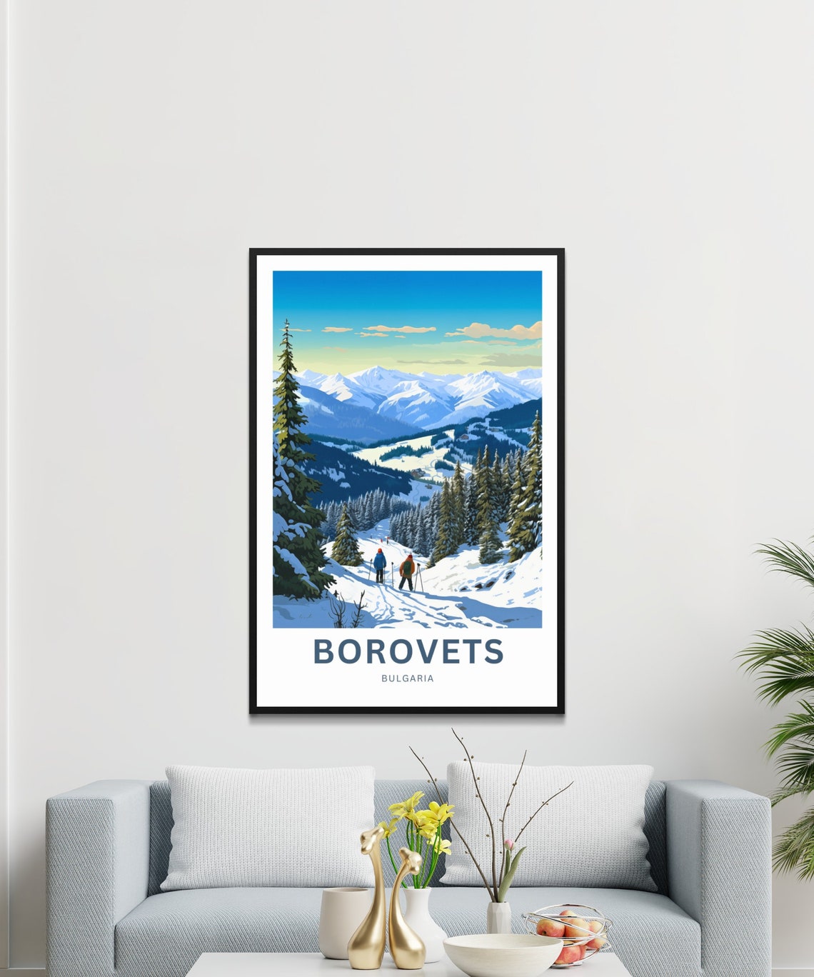 Borovets Bulgaria Skiers Pines Fresh Personalized Travel Poster - Image 3
