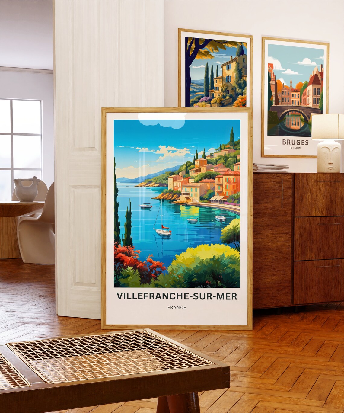 Villefranche-sur-Mer France Azure Bay Sailboats Cypress Travel Poster - Image 5