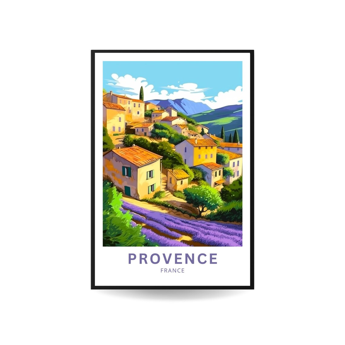 Provence France Hilltop Village and Lavender Fields Travel Poster - Image 4