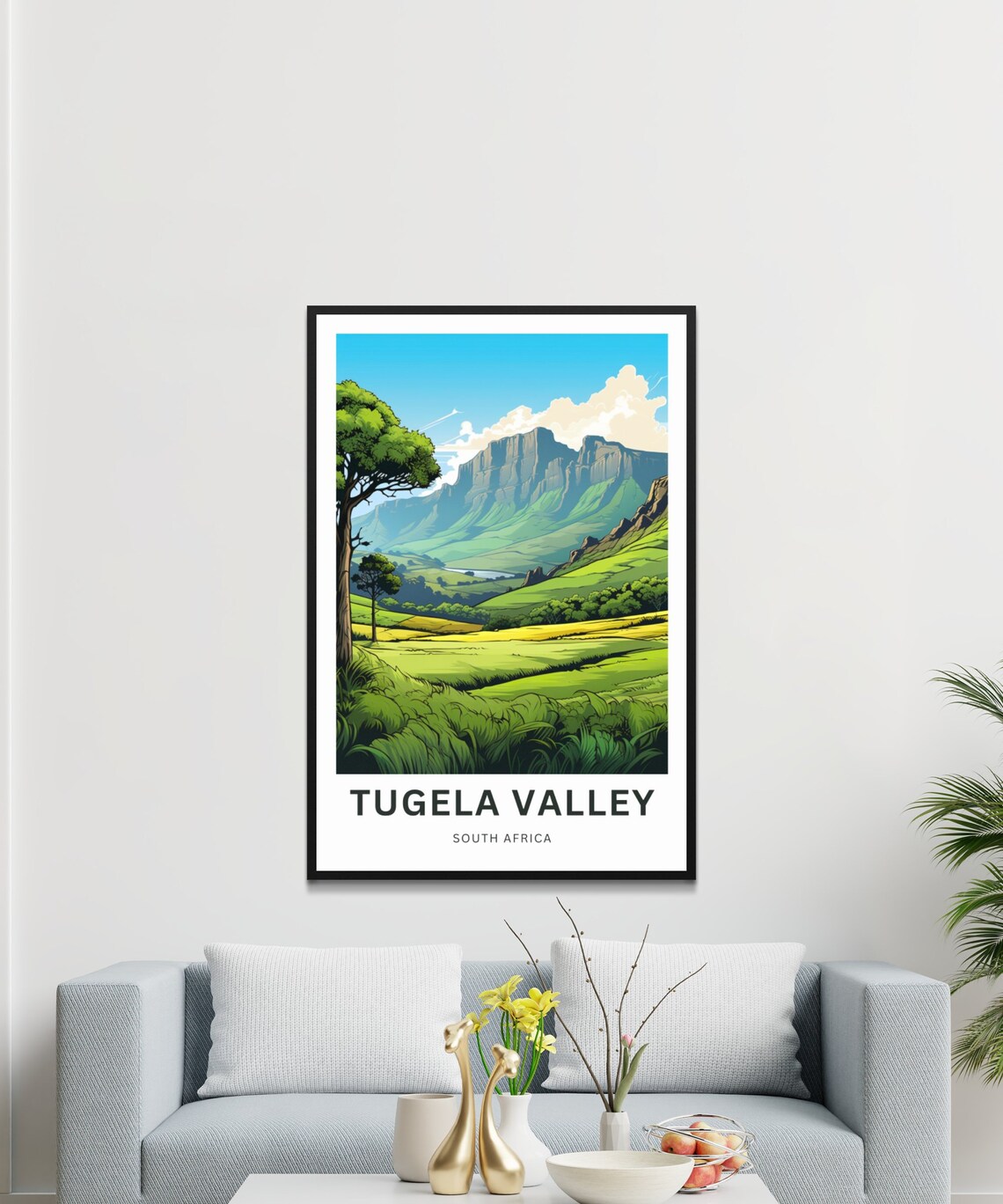 Tugela Valley South Africa Mountain Cliffs Green Valley Travel Poster - Image 3