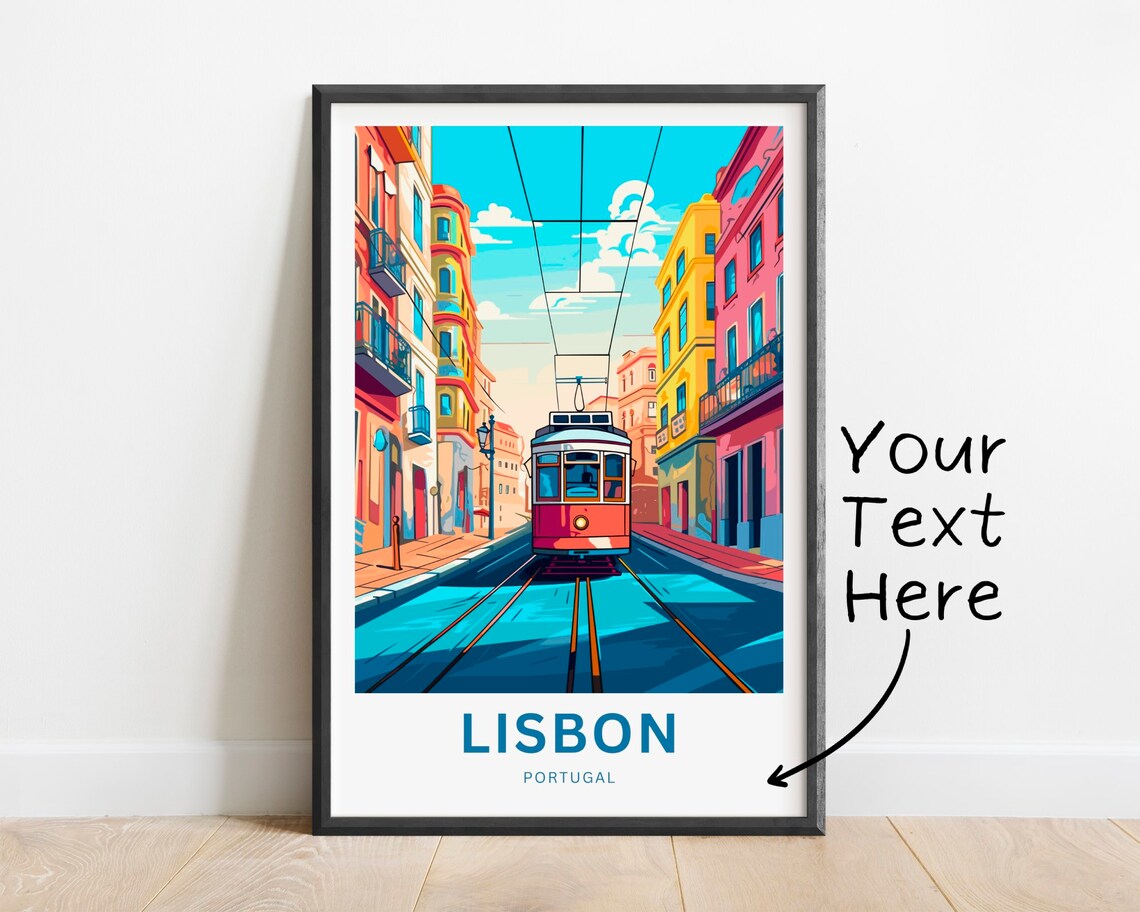 Personalized Lisbon Portugal Classic Tram Street Scene Travel Poster