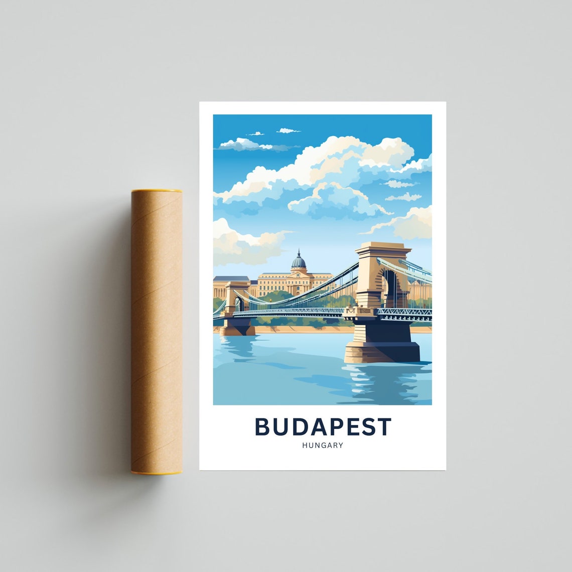 Budapest Hungary Chain Bridge Danube River Landmark Travel Poster - Image 4