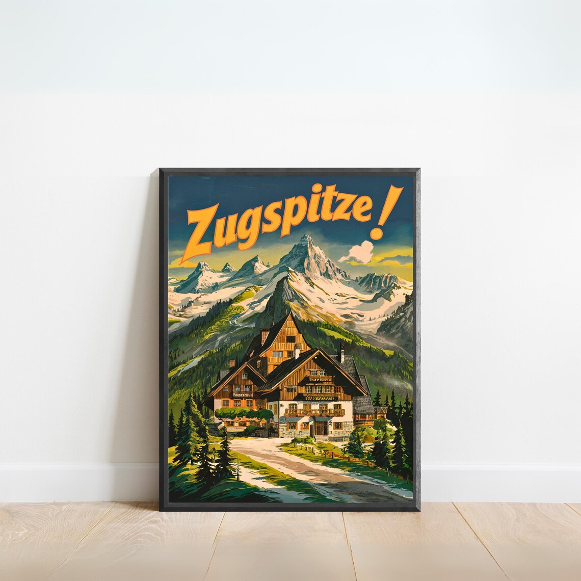 Zugspitze Vintage Travel Poster, Bavaria Wall Art