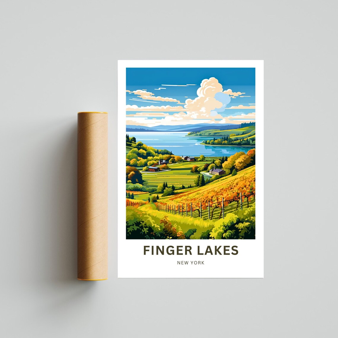 Finger Lakes Wine Vineyards New York Autumn Lake Travel Poster - Image 4