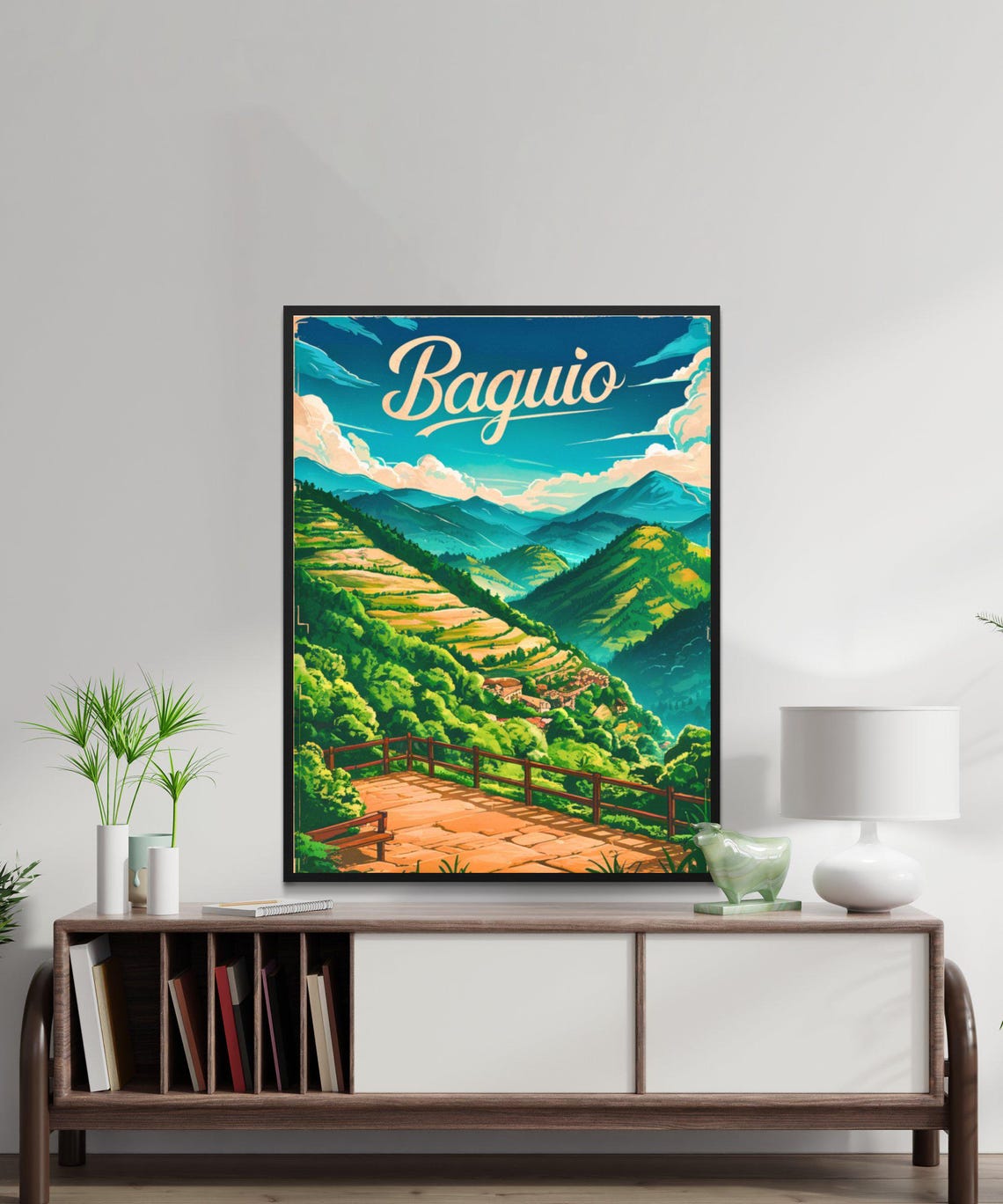 Baguio Philippines Green Mountain Valley Viewpoint Vintage Poster - Image 3