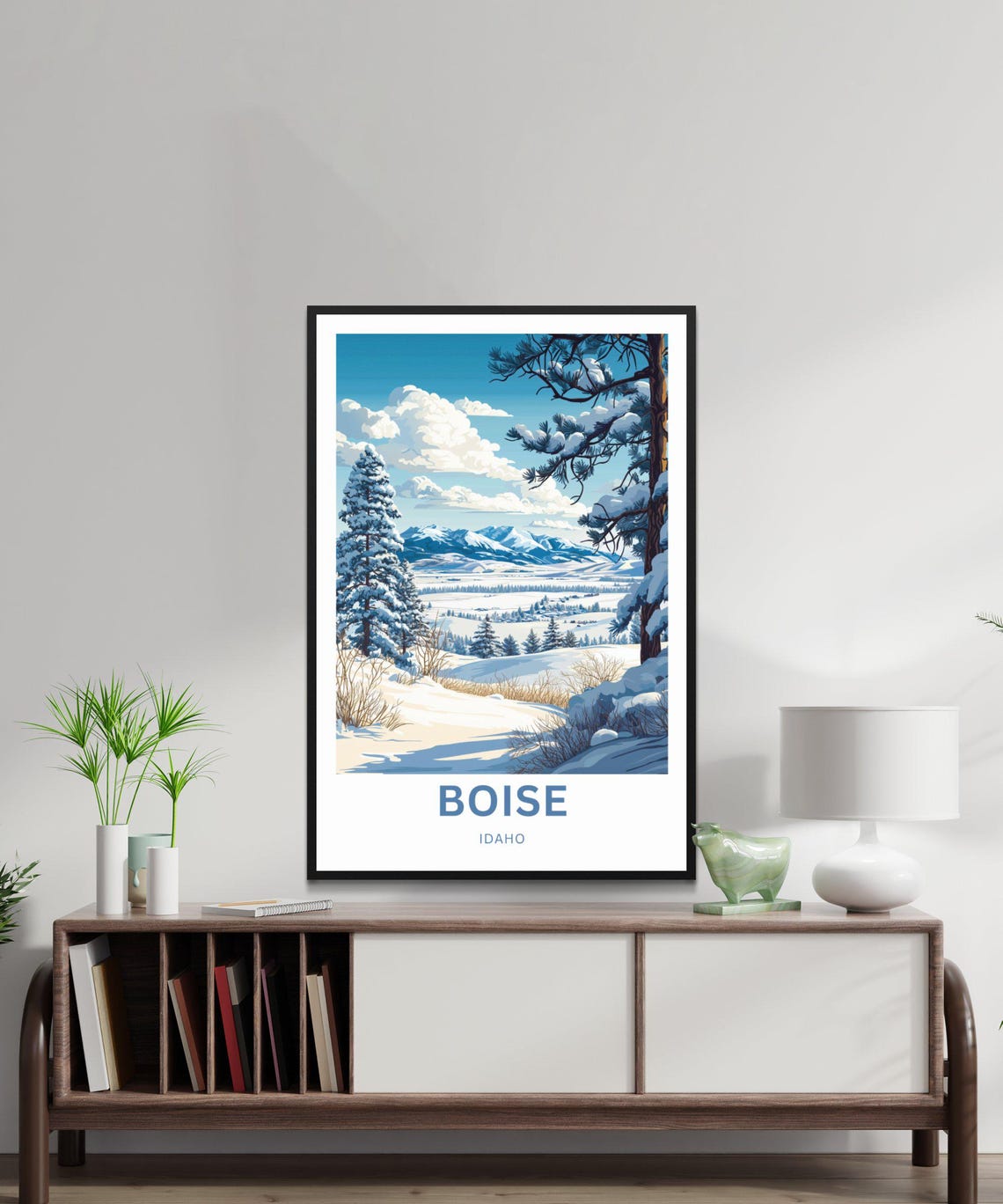 Boise Idaho Winter Mountains Snowy Pines Alpine Scene Poster - Image 3