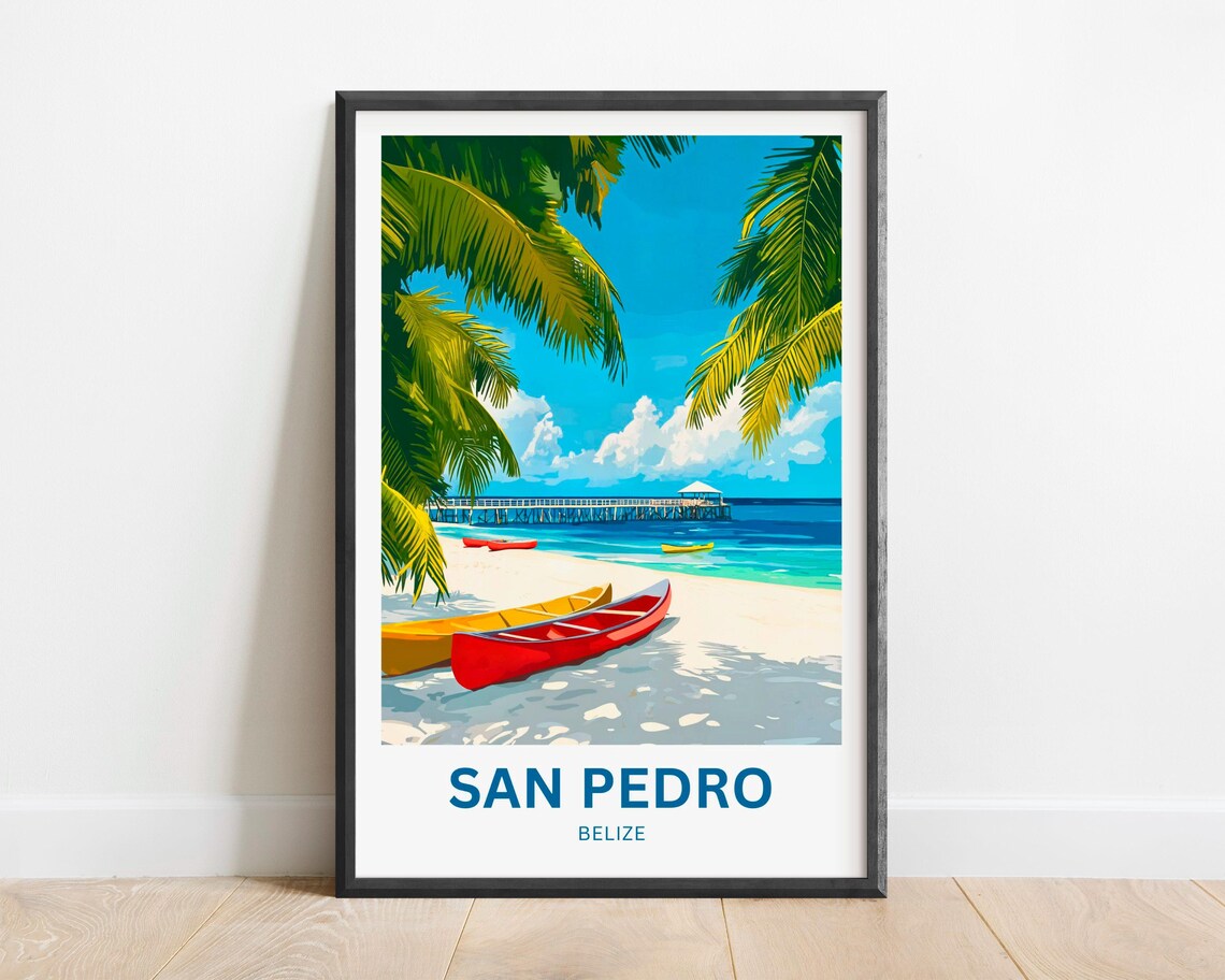 San Pedro Travel Poster, Belize Wall Art