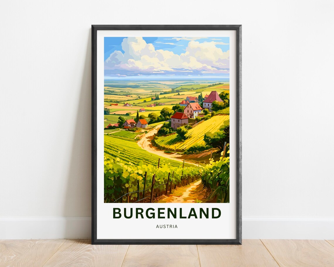 Burgenland Austria Vineyard Valley Rolling Hills Travel Poster