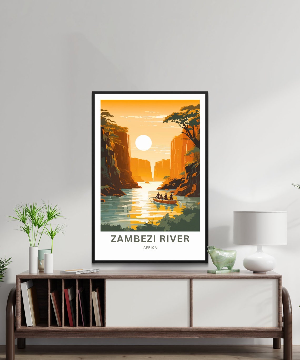 Zambezi River Africa Sunset Canoe Personalized Travel Poster - Image 2