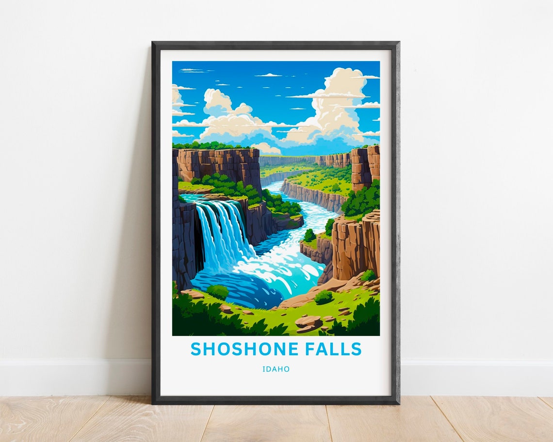 Shoshone Falls Idaho Travel Poster Waterfall Canyon River Art