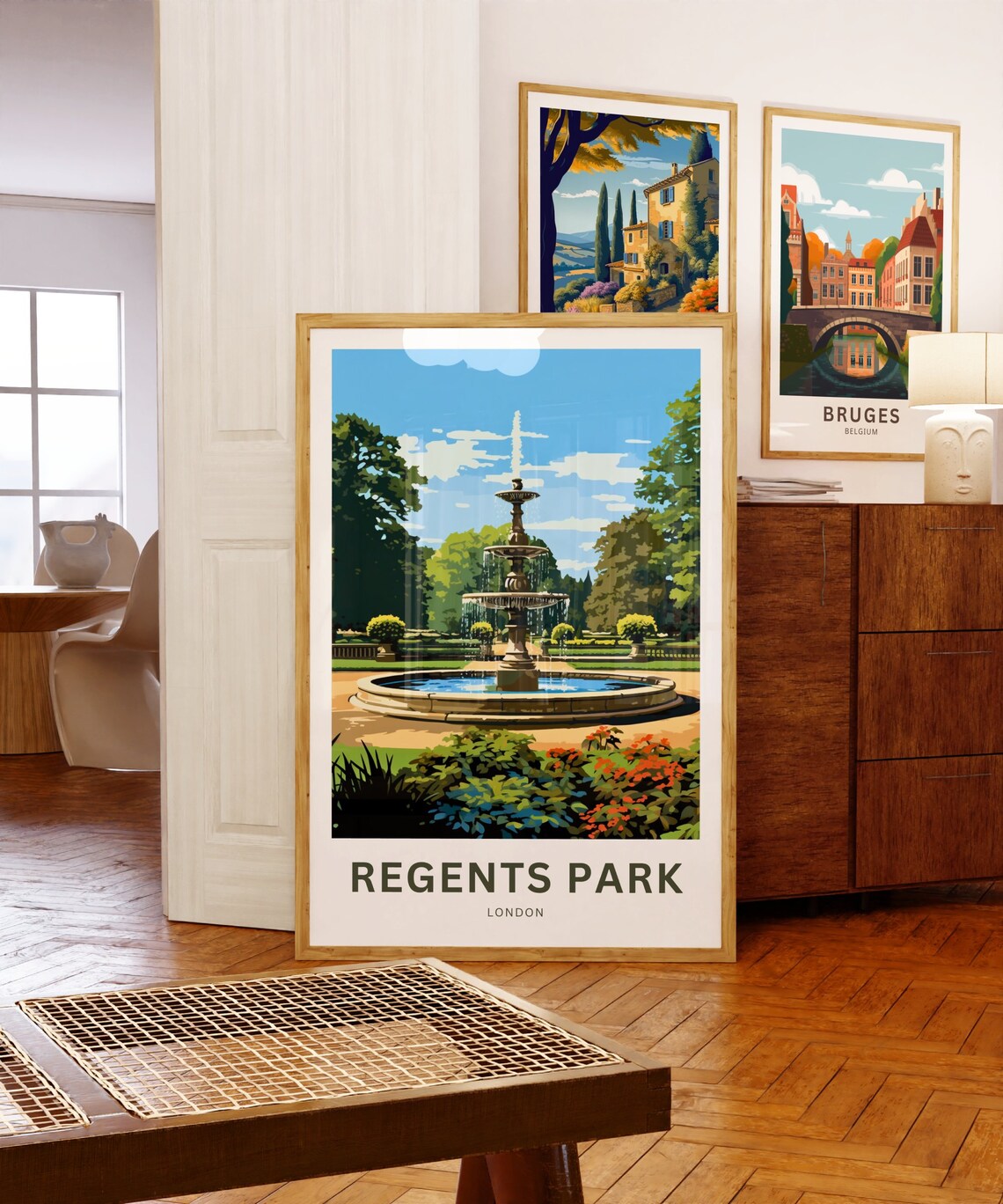 Regents Park London Summer Garden Fountain Vintage Travel Poster - Image 5