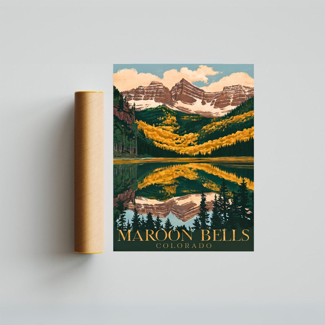 Maroon Bells Colorado Autumn Aspens Lake Reflection Poster Art - Image 3