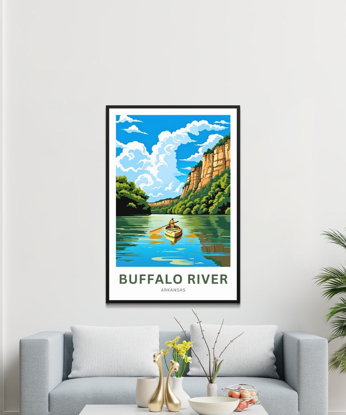 Buffalo River Arkansas Canoe Cliffs Custom Vintage Travel Poster - Image 3
