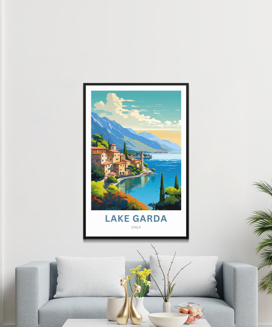 Personalized Lake Garda Italy Lakeside Village Custom Travel Poster - Image 3