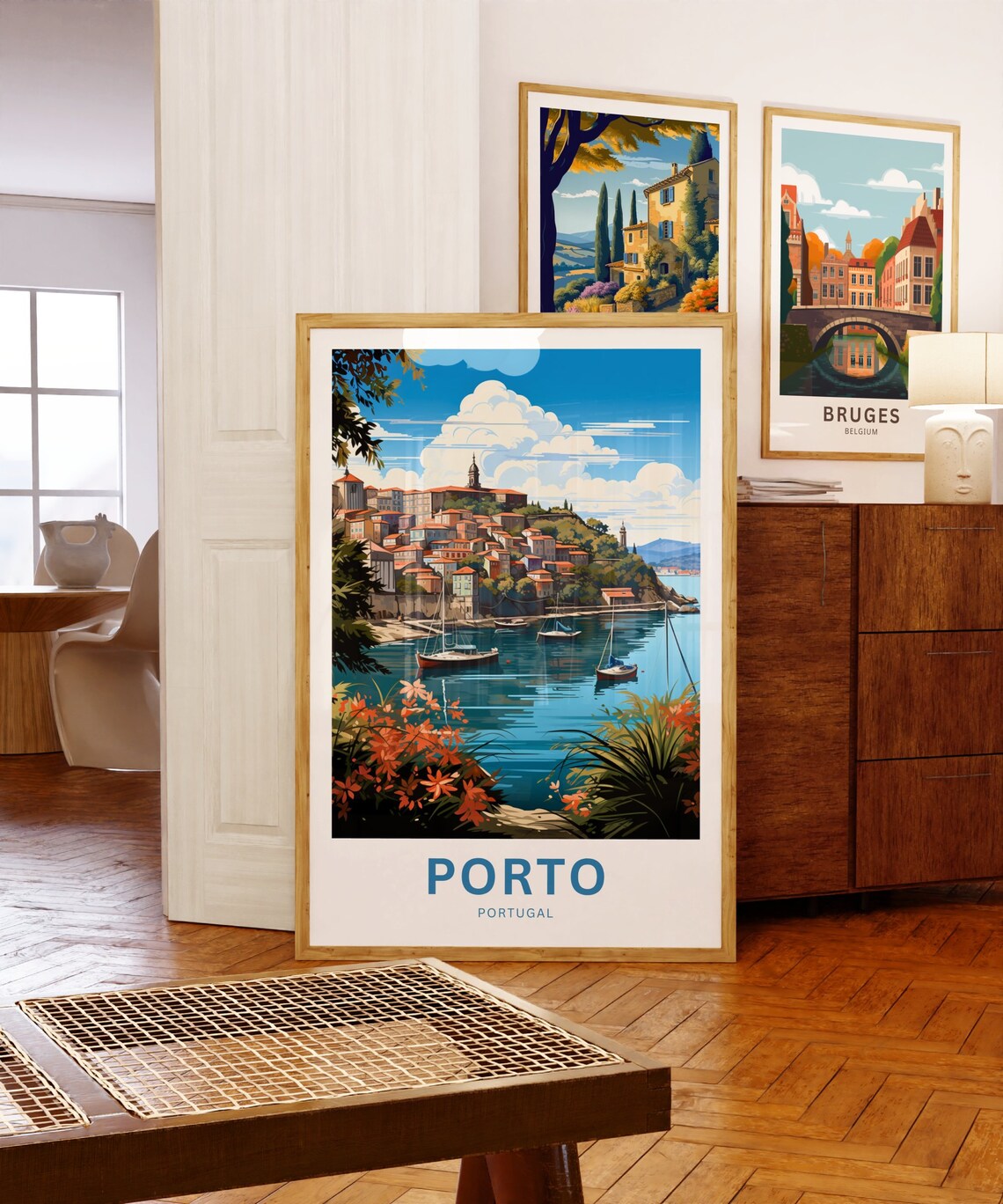 Personalized Porto Portugal Harbor Sailboats Flower View Poster - Image 5