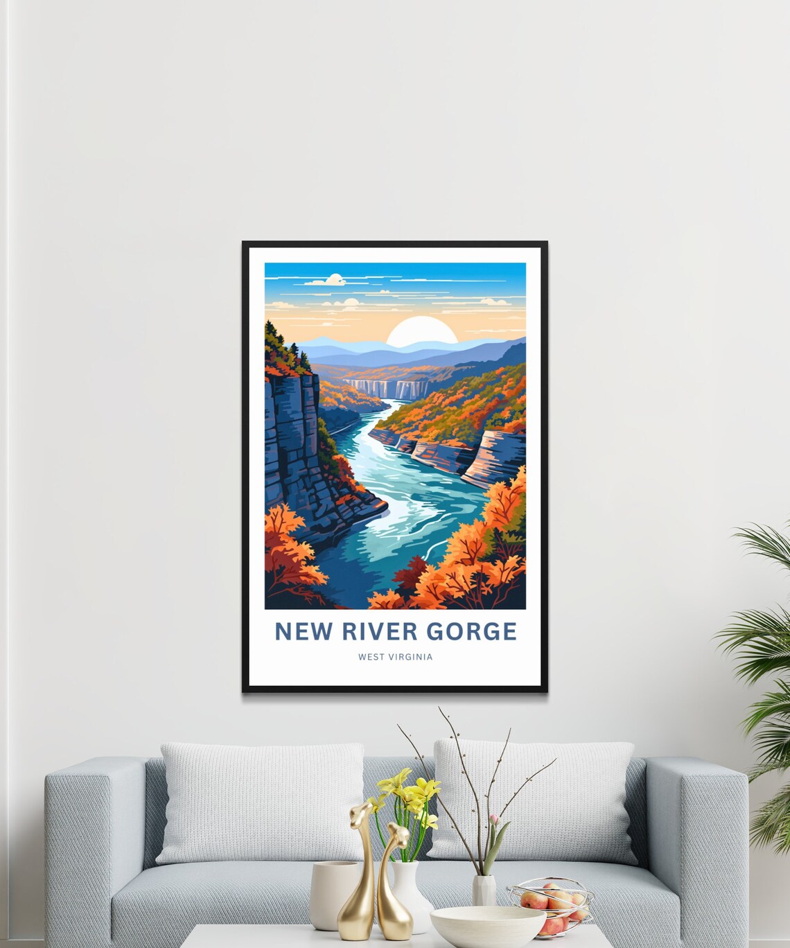 New River Gorge West Virginia River Canyon Vista Travel Poster - Image 3