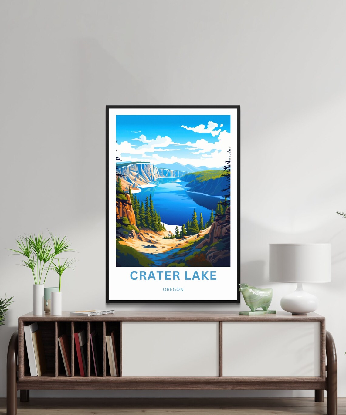 Crater Lake Travel Poster, Oregon Landscape Print - Image 2