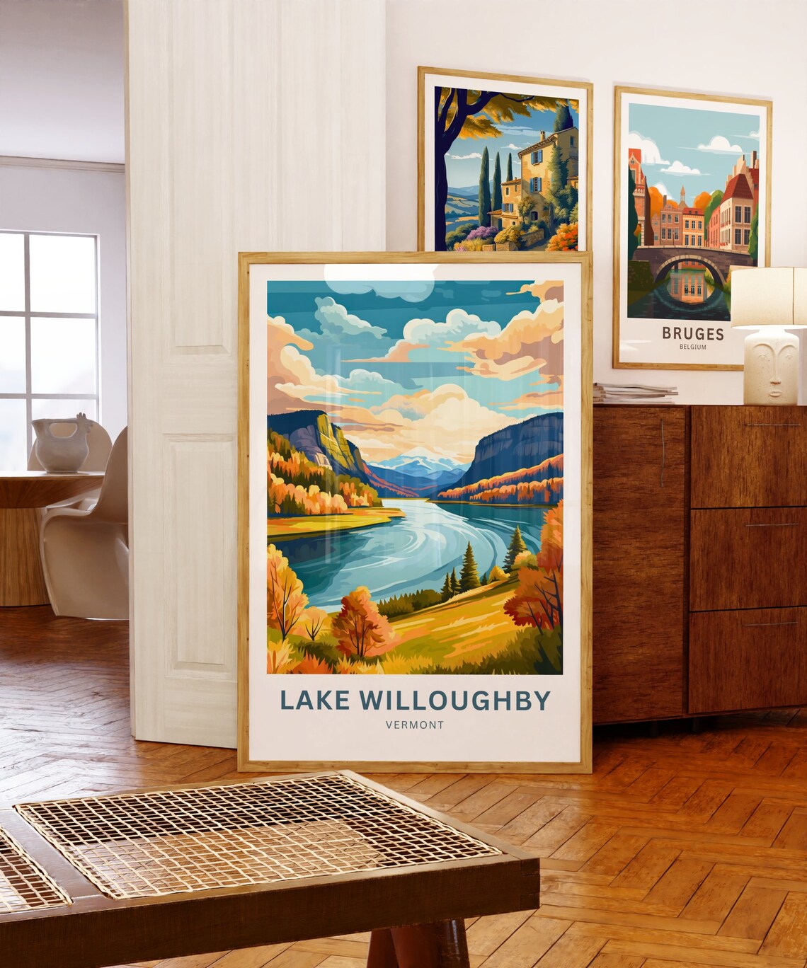 Lake Willoughby Vermont Autumn Valley River Scene Travel Poster - Image 5
