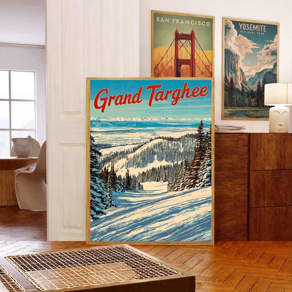 Grand Targhee Wyoming Snowy Ski Slopes Pine Forest Vintage Poster - Image 5