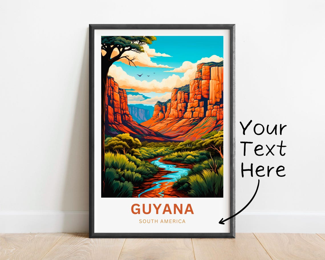 Personalized Guyana Red Rock Canyon River Custom Text Poster