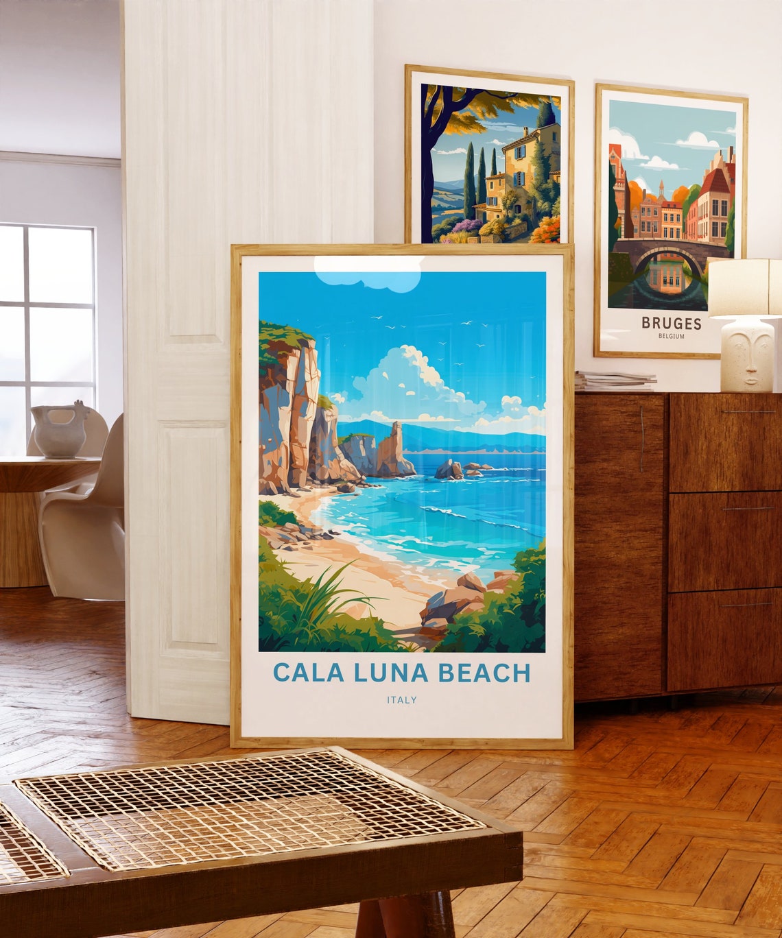 Cala Luna Beach Italy Sea Cliffs Customizable Beach Travel Poster - Image 5