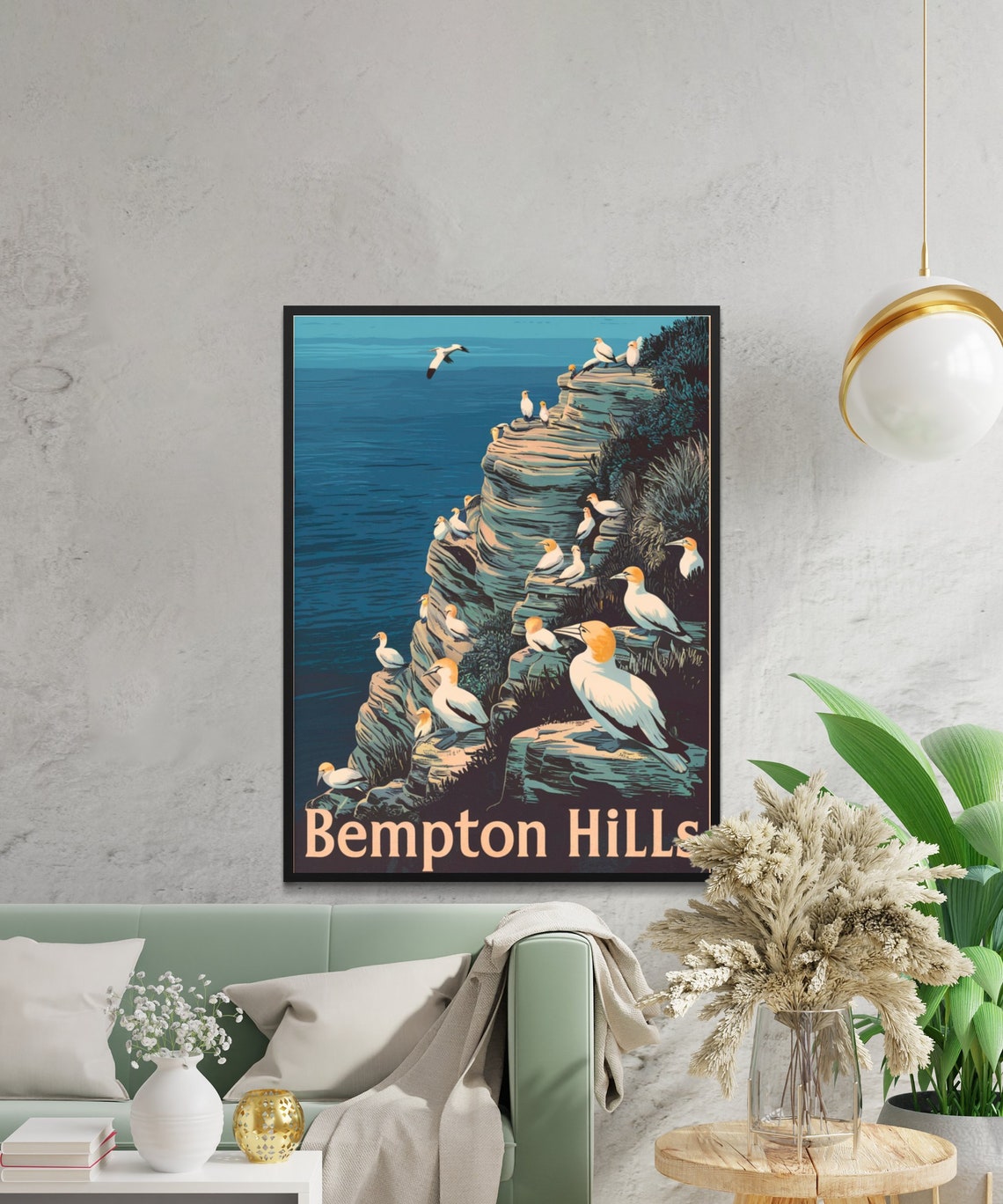 Bempton Hills England Vintage Gannet Colony on Chalk Cliffs Poster - Image 3
