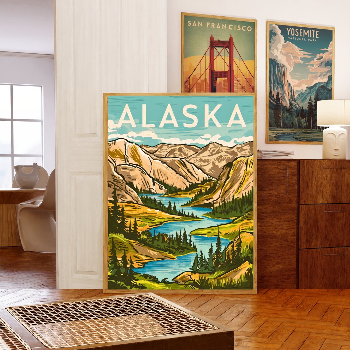 Alaska Mountain Valley River Wilderness Landscape Travel Poster - Image 5