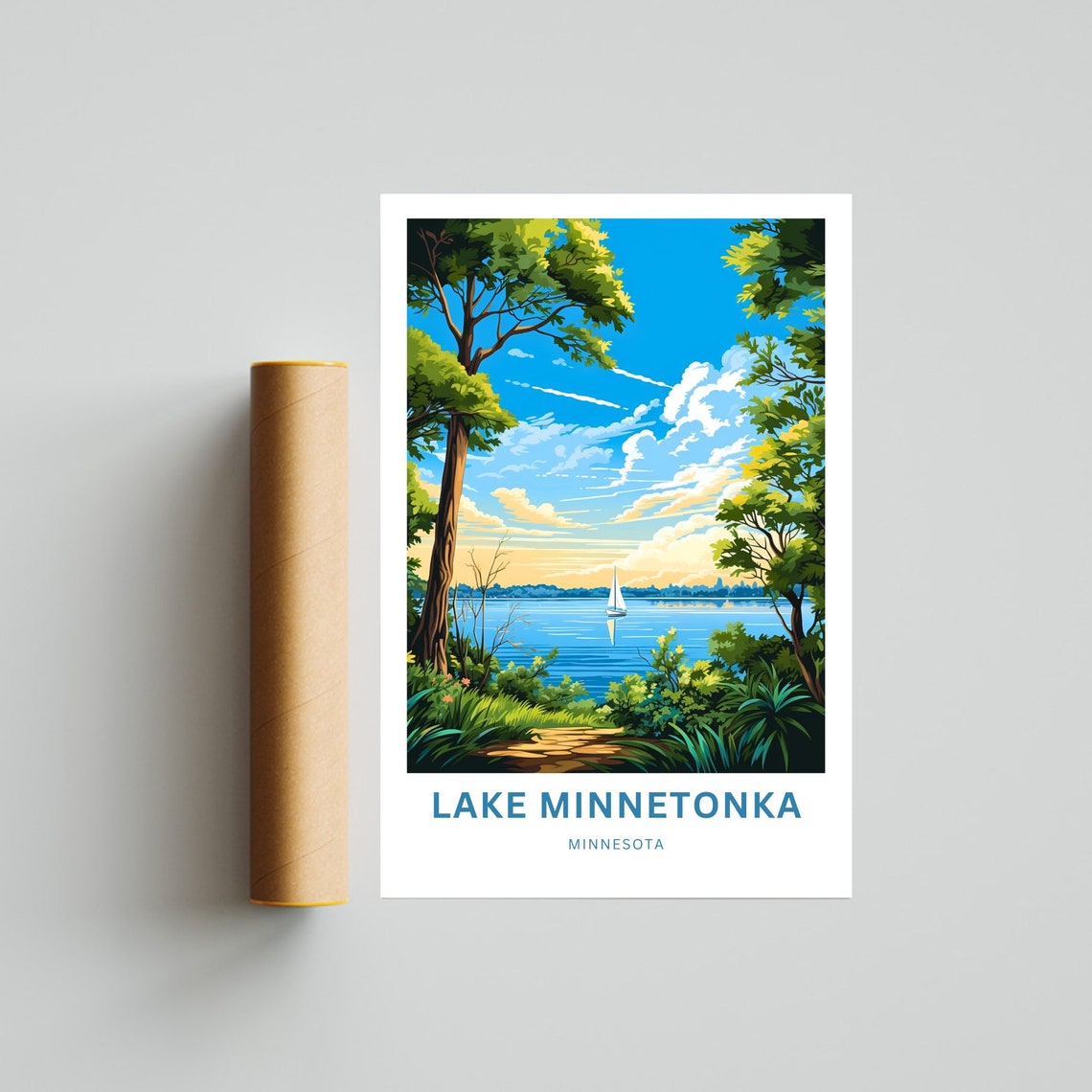 Lake Minnetonka Minnesota Sunset Sailboat Through Trees Poster - Image 4
