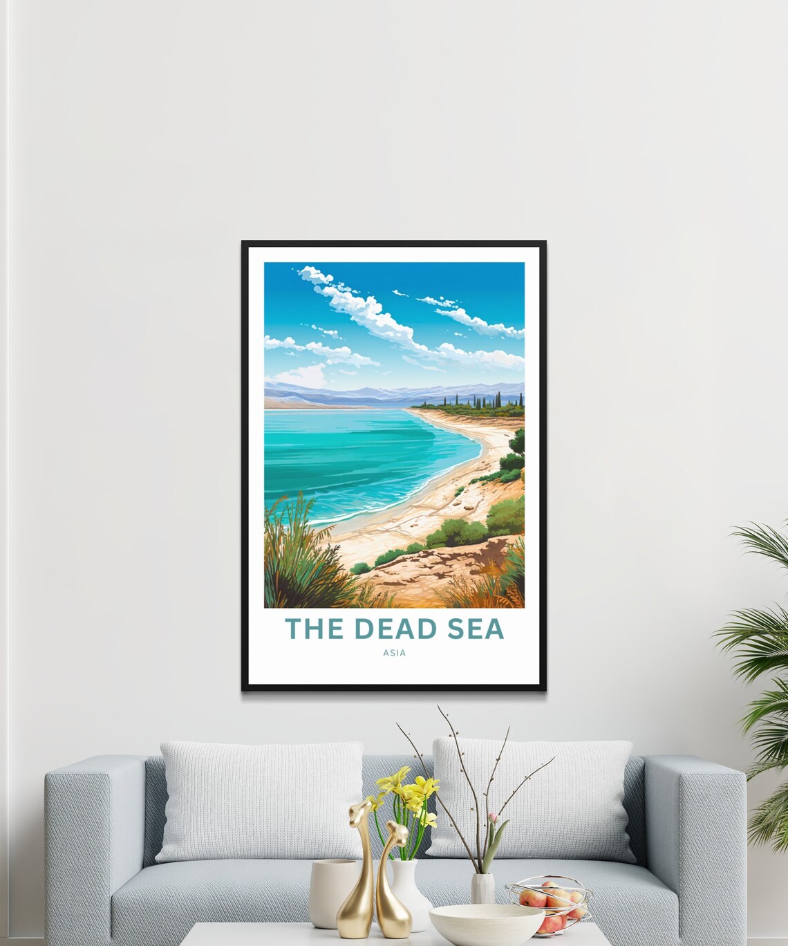 The Dead Sea Asia Turquoise Shoreline Curving Beach View Poster - Image 3