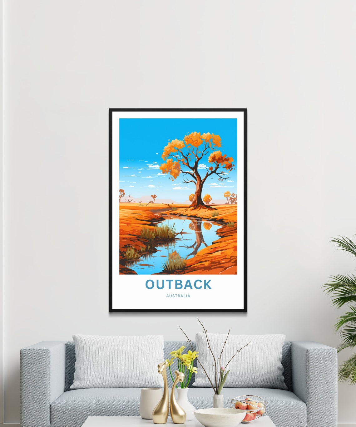 Personalized Outback Australia Red Desert Waterhole Travel Poster - Image 3
