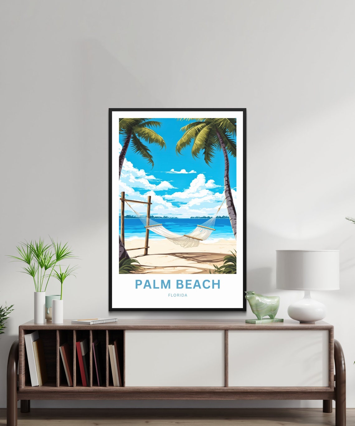 Palm Beach Florida Hammock Palm Trees Ocean View Scene Poster - Image 2