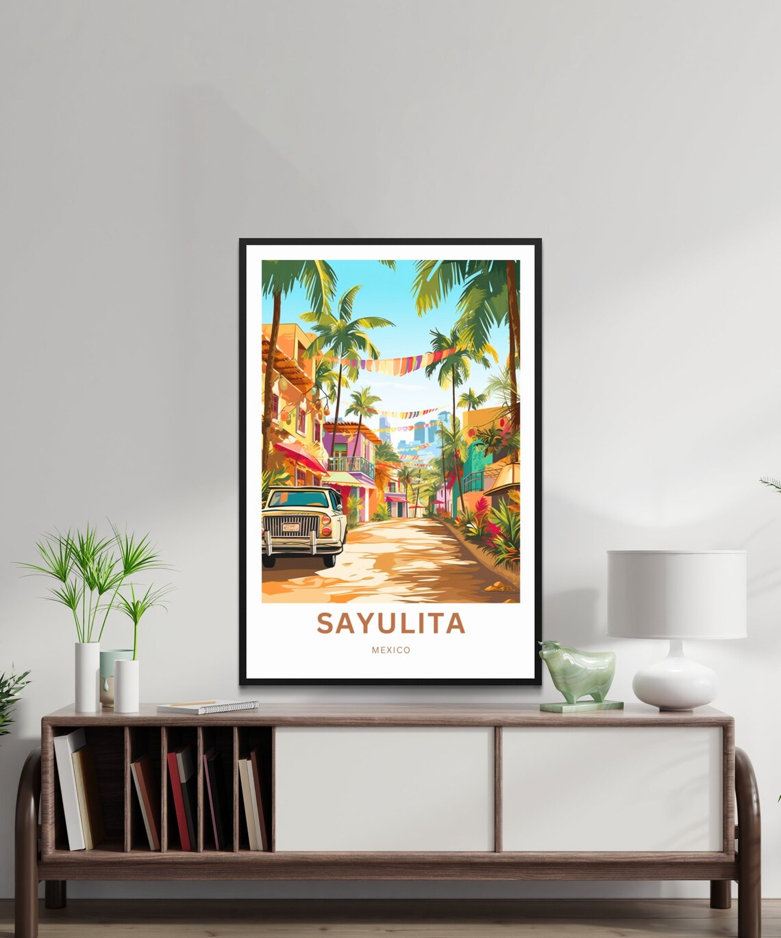 Sayulita Mexico Tropical Street Palms View Personalized Travel Poster - Image 4