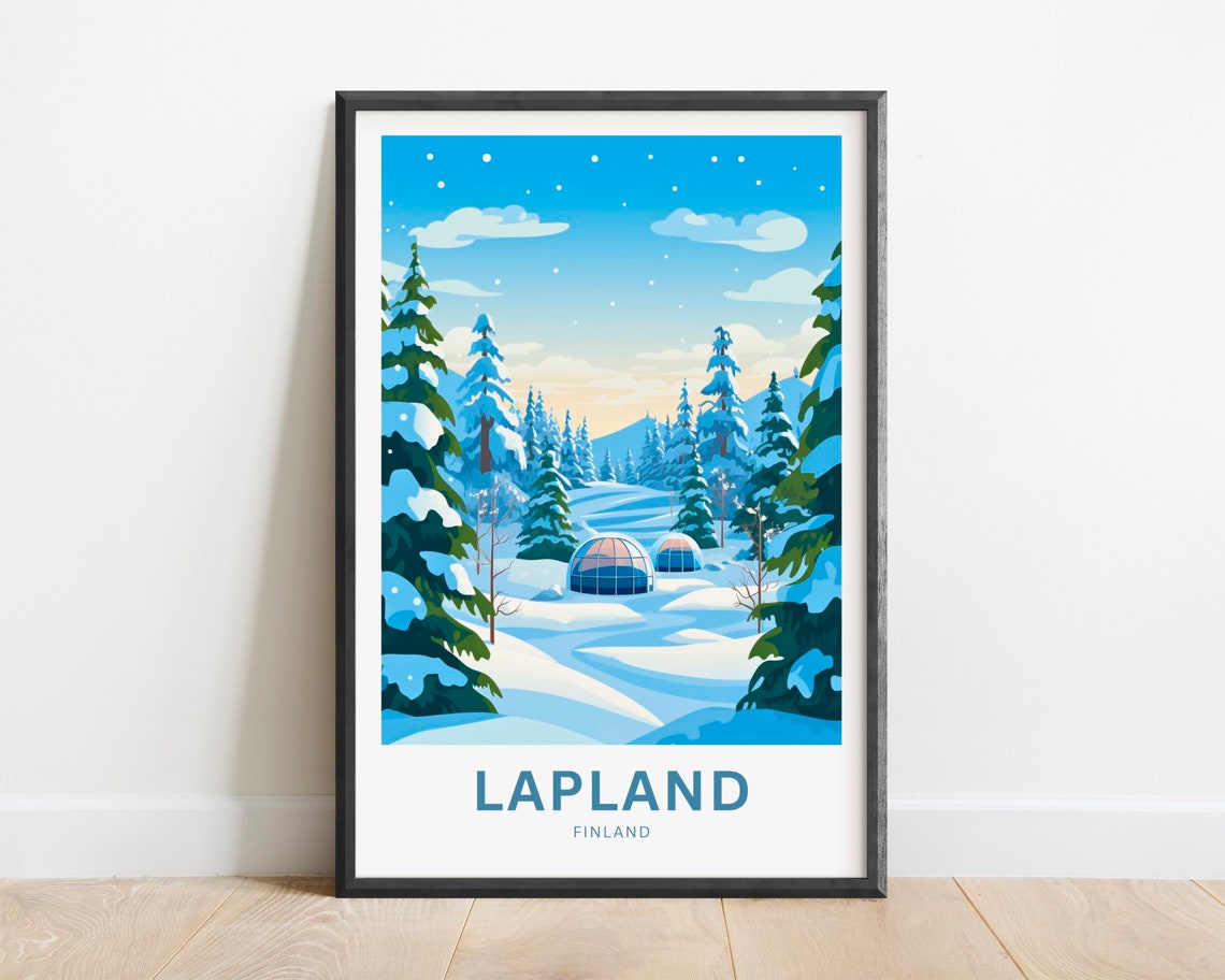 Lapland Finland Snowy Forest Glass Igloos Winter Travel Poster