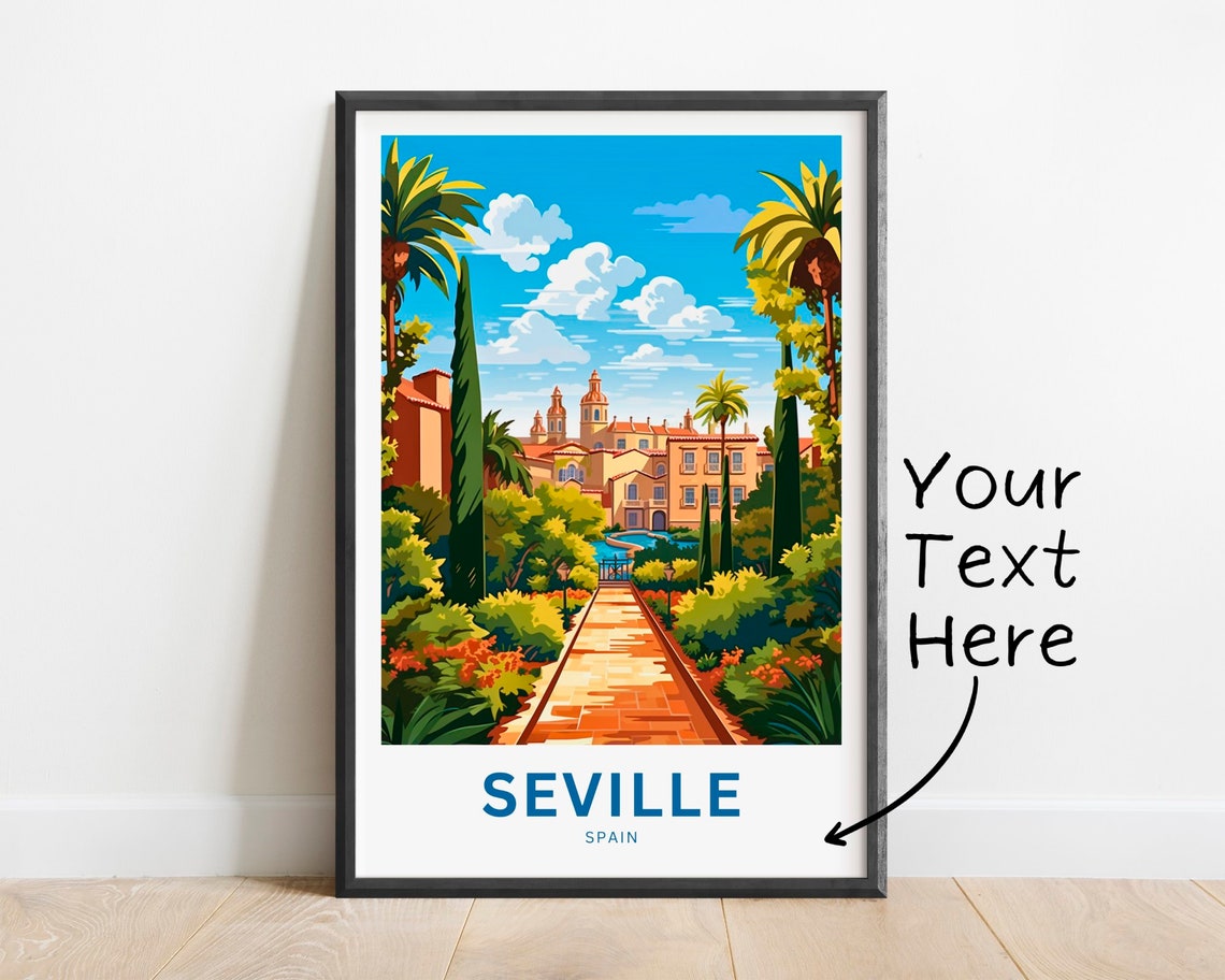 Seville Spain Personalized Lush Garden Palace Courtyard Poster