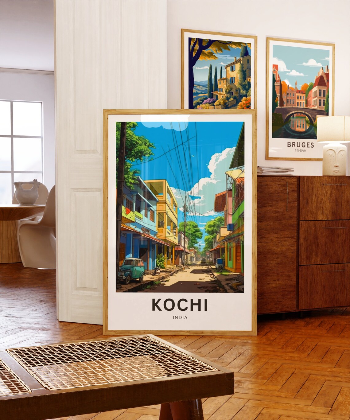 Personalized Kochi India Street Scene Travel Poster with Custom Text - Image 5