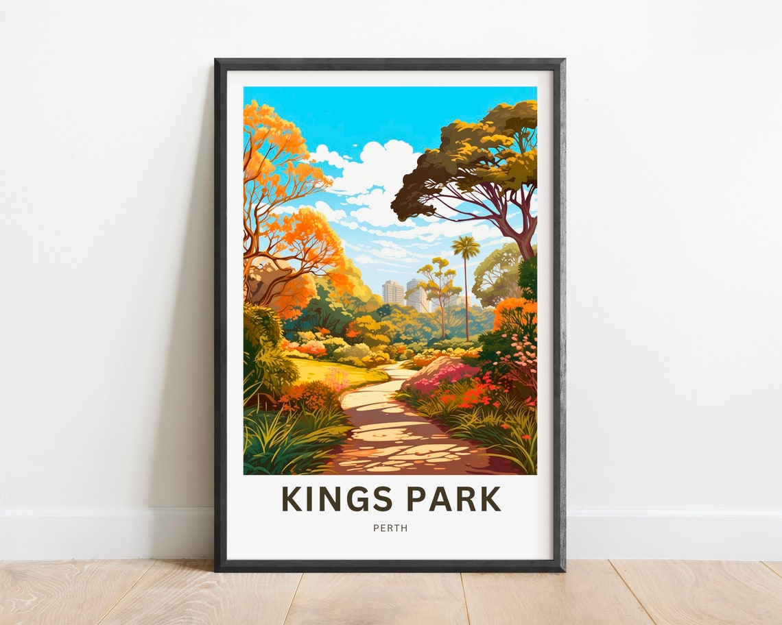 Kings Park Perth Autumn Garden Path Vintage Travel Poster Artwork